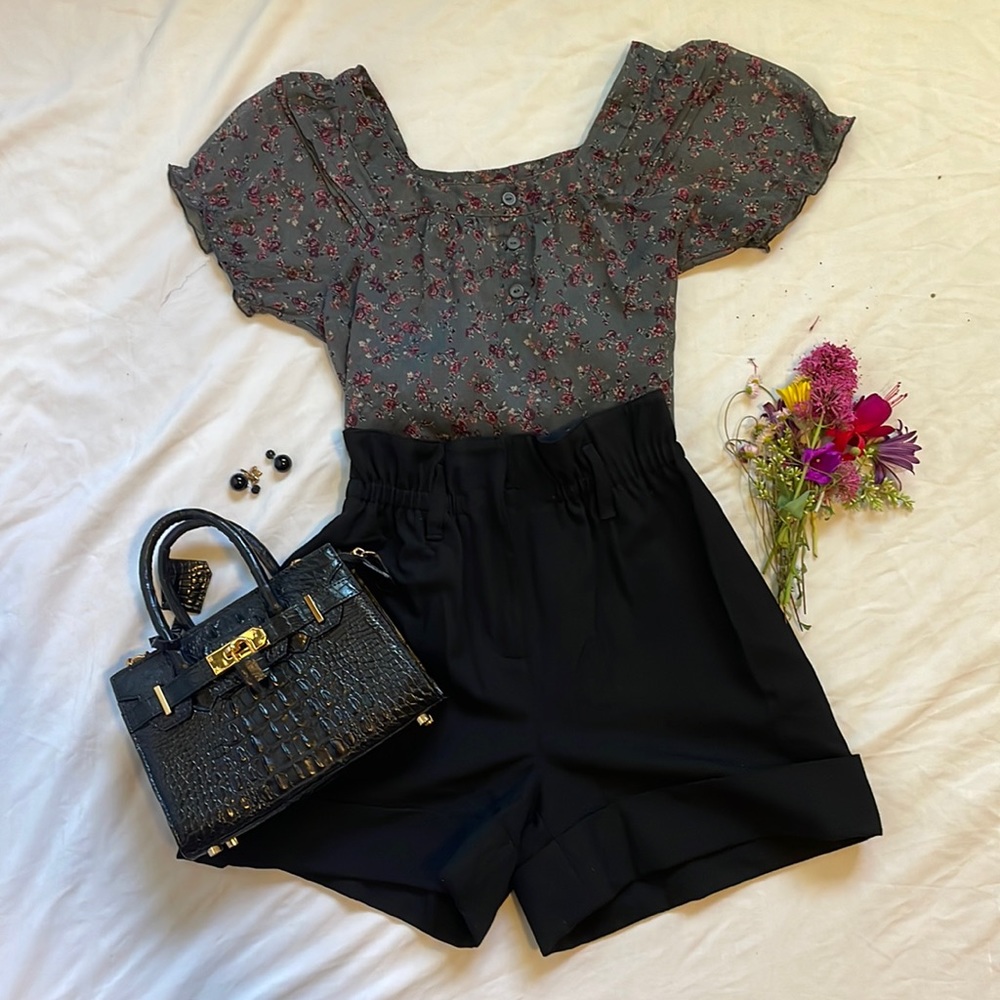 Retro Gray Petit Floral with Blouse size S